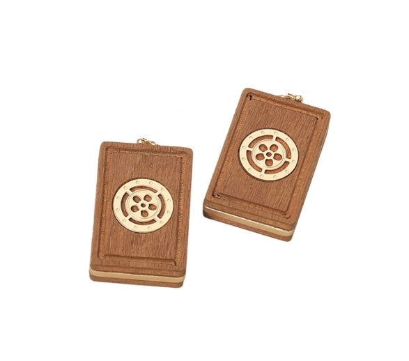 Clip On Mahjong Tile Earrings Wood Clipon Hook Designs 6 Print Styles
