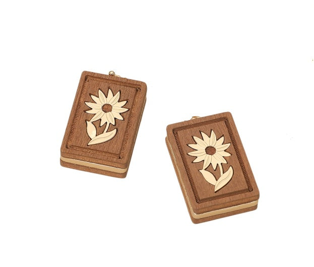 Clip On Mahjong Tile Earrings Wood Clipon Hook Designs 6 Print Styles