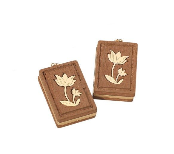 Clip On Mahjong Tile Earrings Wood Clipon Hook Designs 6 Print Styles