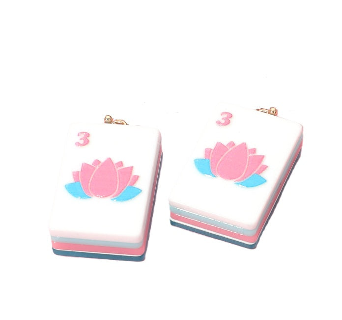 Mahjong Clip-On Earrings for Non-Pierced Ears — 6 Tile Designs Pierced Available
