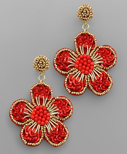 Flower Seed Beaded Gold Clip On Earrings Lightweight Clipon Post Designs Seedbead 8 Colors