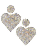 Clip On Pave Crystal Heart Earrings Clipon Valentine Design Silver Gold Colors