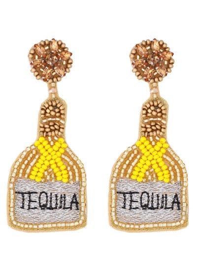 Tequila Bottle Seedbead Clipon Earrings Seed Beaded Style 5 Colors