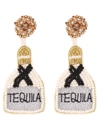 Tequila Bottle Seedbead Clipon Earrings Seed Beaded Style 5 Colors