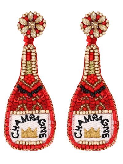 Champagne Bottle Seedbead Clipon Earrings Seed Beaded Style 6 Colors