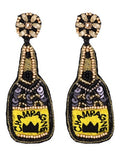 Champagne Bottle Seedbead Clipon Earrings Seed Beaded Style 6 Colors