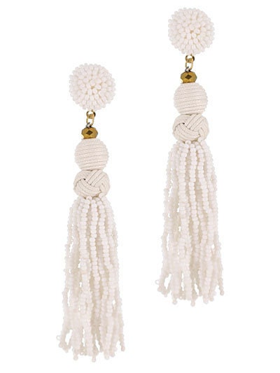 Gold Clip On Knotted Multi Tassel Earrings Seed Bead Design Seedbead Clipon 5 Colors