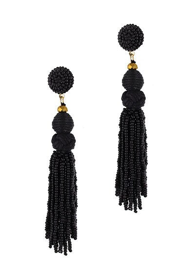 Gold Clip On Knotted Multi Tassel Earrings Seed Bead Design Seedbead Clipon 5 Colors