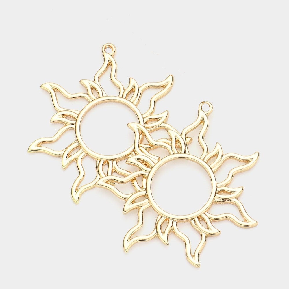 Clip On Gold Silver Sun Earrings Clipon Fish Hook Designs