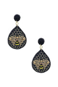 Clip On Bee Earrings Suede Pearl Beaded Clipon Fish Hook Designs Bumblebee Honeybee Red