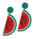 Clip On Watermelon Beaded Earrings Seedbead Bead Clipon Post Designs