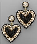 Black Clip On Heart Seed Bead Earrings Seedbead Clipon Post Designs Valentines Day