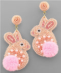 Clip On Easter Bunny Seed Beaded Earrings Seedbead Clipon Post Designs 4 Colors