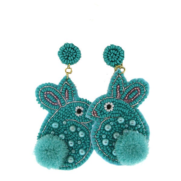Clip On Easter Bunny Seed Beaded Earrings Seedbead Clipon Post Designs 4 Colors