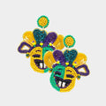 Clip On Seedbead Mardi Gras Mask Earrings Seed Bead Clipon Hook Designs
