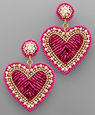 Black Clip On Heart Seed Bead Earrings Seedbead Clipon Post Designs Valentines Day