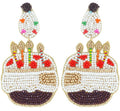 Happy Birthday Cake Seedbead Clipon Earrings Seed Bead Clip on Post Designs