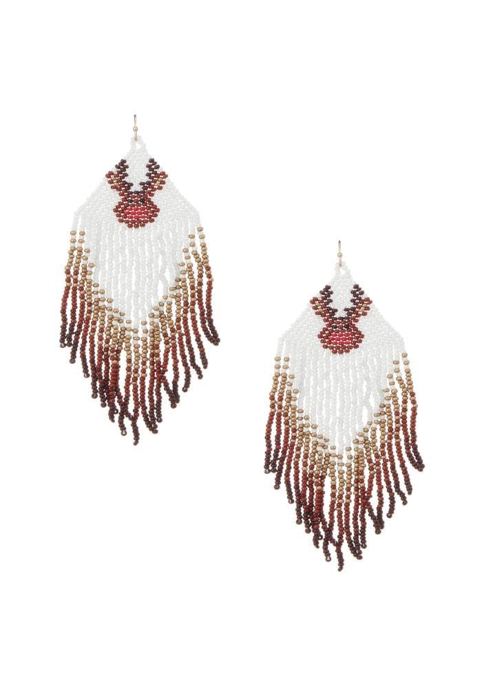 Christmas Clip On Earrings Reindeer Fringe Tassel Seed Beaded Clipon Hook Designs