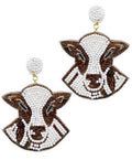 Clip On Cow Seedbead Seed Beaded Earrings Clipon Post Designs 2 Colors