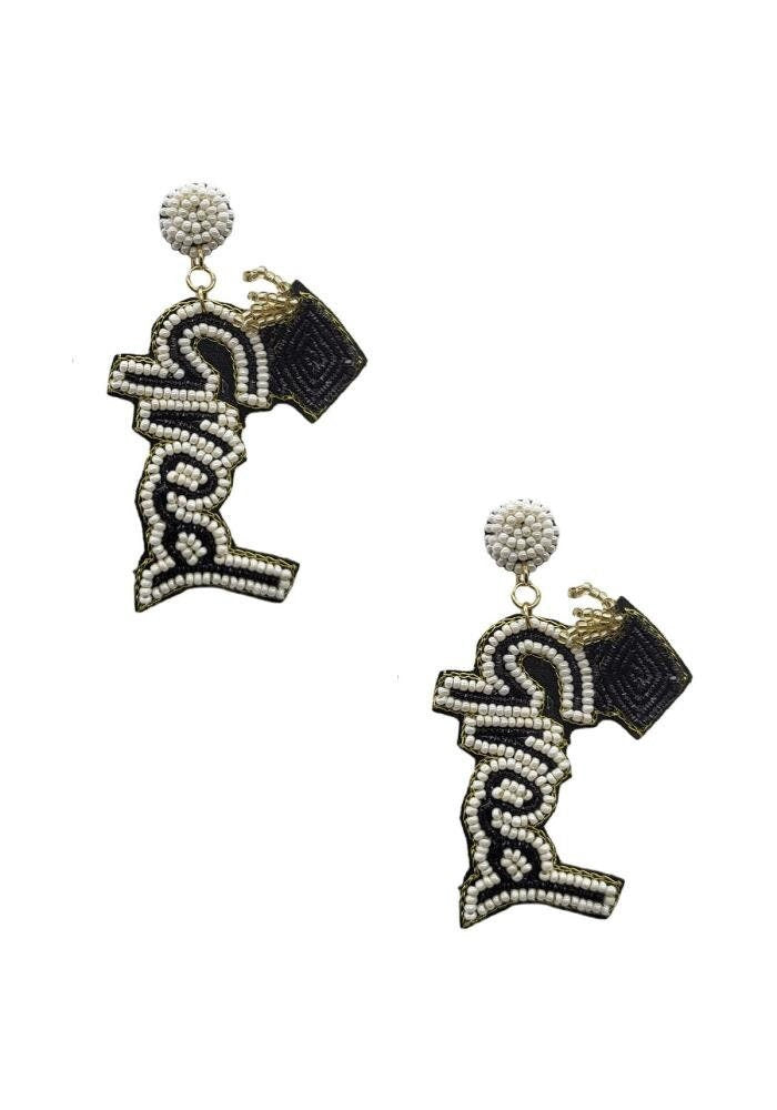 Clip On Seedbead Earrings Graduation Cap Seed Beaded Clipon Post Designs