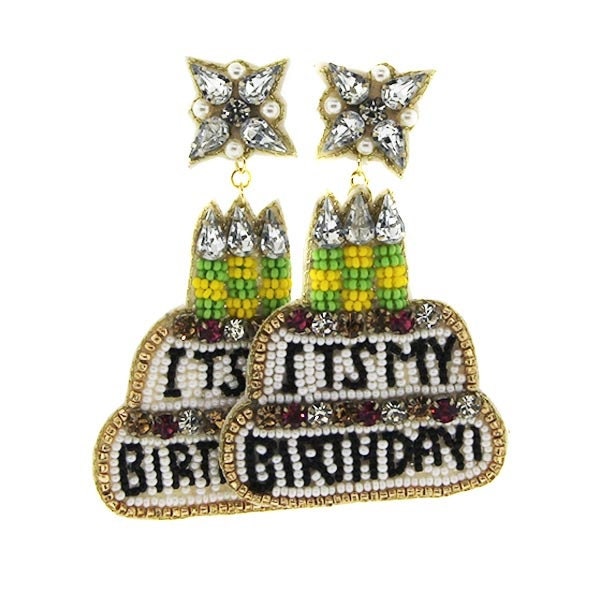 Birthday Cake Seed Bead Clip-on Earrings