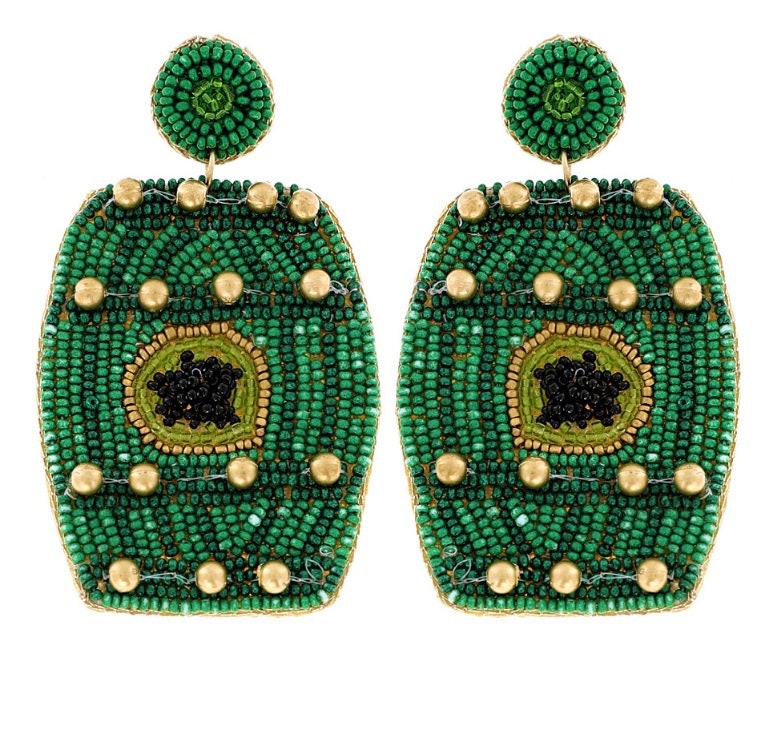 St Patricks Day Beer Keg Earrings Seedbead Clipon Post Seed Beaded Designs