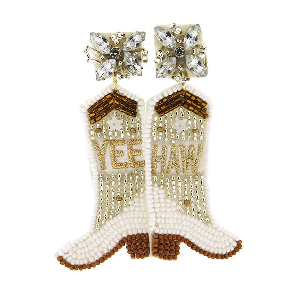 Seed Bead Cowboy Boot Clip-on Earrings: Yee Haw Western Style