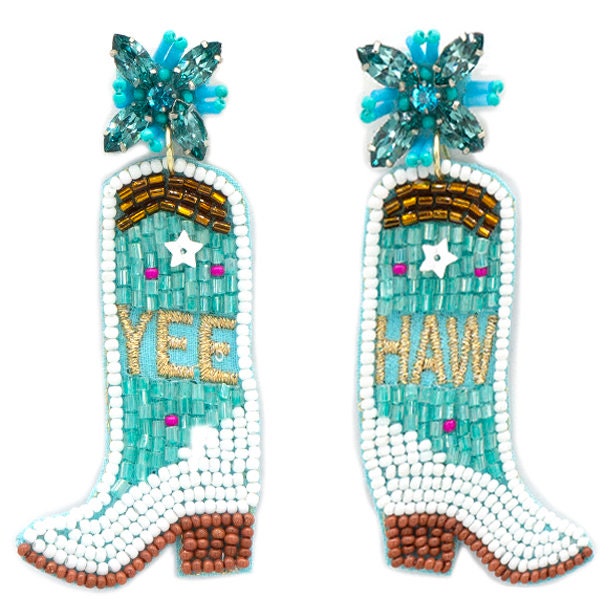 Seed Bead Cowboy Boot Clip-on Earrings: Yee Haw Western Style