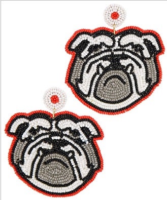 Clip On Bulldog Earrings Seed Beaded Dog Puppy Clipon Post Designs