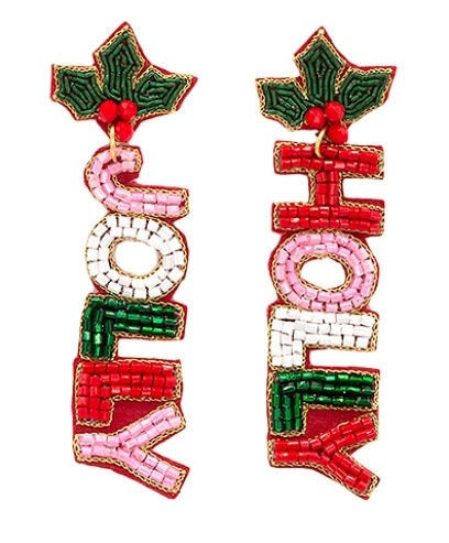 Clipon SeedBead Christmas Earrings Winter Holly Jolly Seed Beaded Clip on Post Designs
