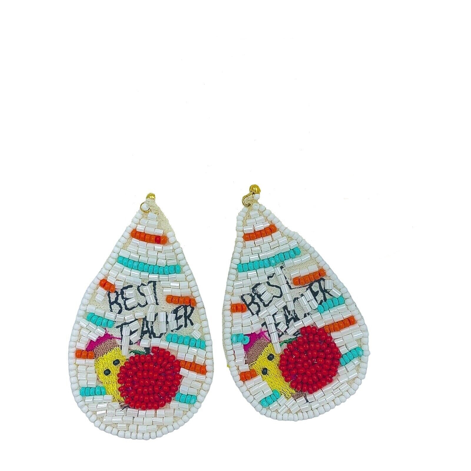 Clip On Teacher Seed Beaded Earrings Seedbead Teacher School Clipon Hook Designs