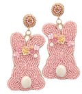 Clip On Easter Bunny Seed Beaded Earrings Seedbead Clipon Post Designs 3 Colors