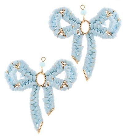 Clip On Bow Earrings Stone Raffia Clipon Hook Designs 7 Colors