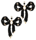 Clip On Bow Earrings Stone Raffia Clipon Hook Designs 7 Colors