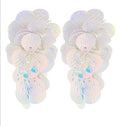 Clip on Sequin Flower Clusters Earrings Dangle Clipon Post Designs 3 Colors