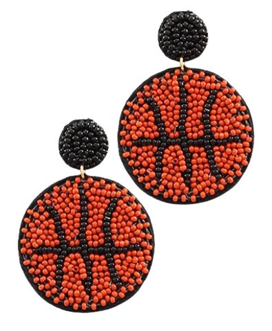 Basketball Seed Beaded Clip On Earrings Lightweight Clipon Post Seedbead Designs