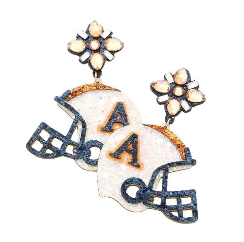 Clip On Football Helmet Earrings Seed Beaded Clipon Post Designs College 8 Colors