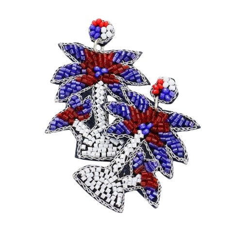 Clipon Palm Tree Seedbead Earrings USA Flag Patriotic Clip On Post Designs