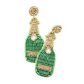 Champagne Bottle Seedbead Clipon Earrings New Year Seed Beaded Style 3 Colors