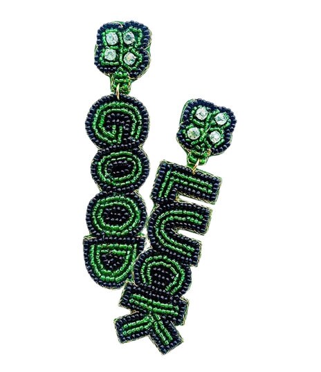 St Patricks Seedbead Clip-on Earrings: Shamrock Clover Luck Design