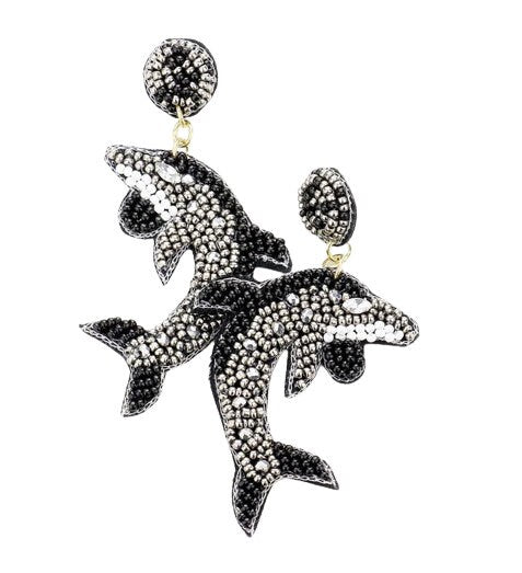 Clip On Shark Seed Beaded Earrings Clipon Post Seedbead Bead Designs