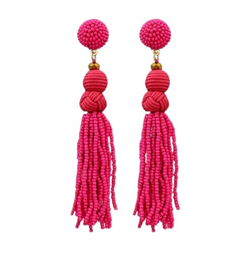 Gold Clip On Knotted Multi Tassel Earrings Seed Bead Design Seedbead Clipon 5 Colors