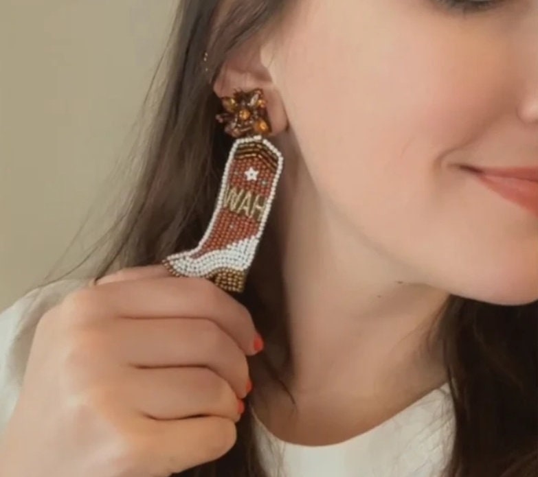 Seed Bead Cowboy Boot Clip-on Earrings: Yee Haw Western Style