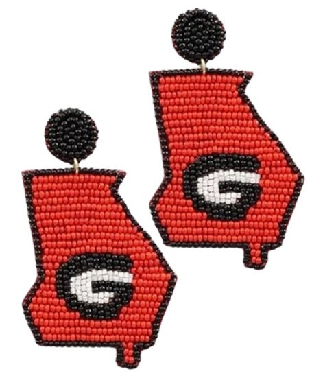 Clip On Georgia Map Earrings Seed Beaded Clipon Post Designs