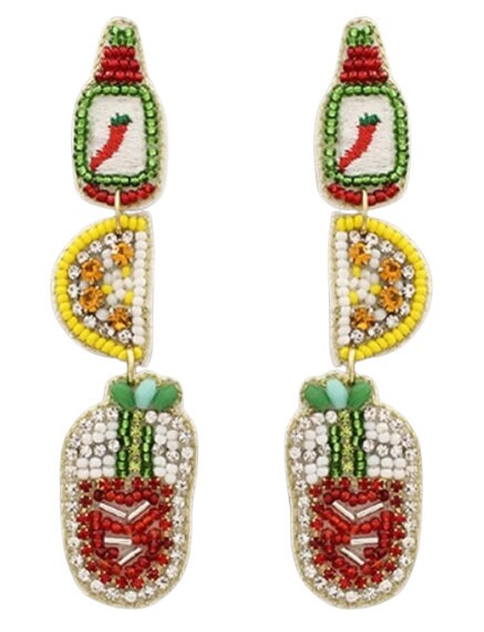 Lemon Shot Seedbead Clipon Earrings Seed Beaded Clip on Post Cocktail Designs