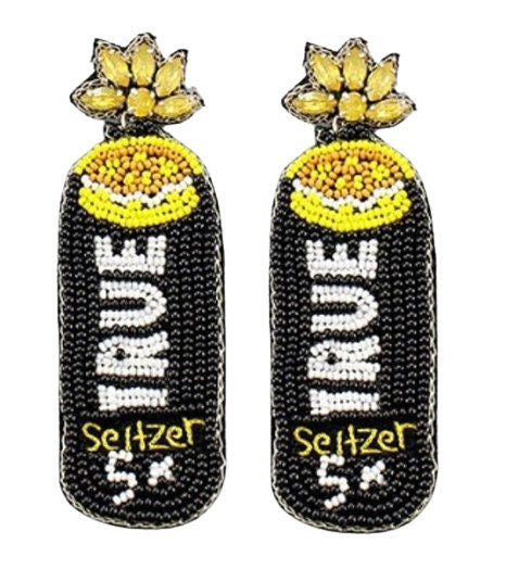 Cocktail Drink Can Seedbead Clipon Earrings Clip Post Seed Beaded Designs Hard Seltzer