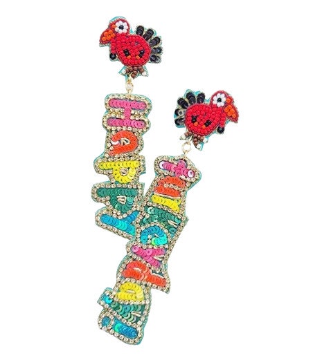 Clipon Thanksgiving Turkey Seedbead Earrings Clip On Post Designs Seed Beaded Fall