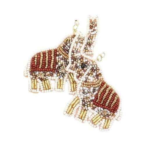 Clip On Elephant Sequin Seed Beaded Earrings Seedbead Clipon Hook Designs