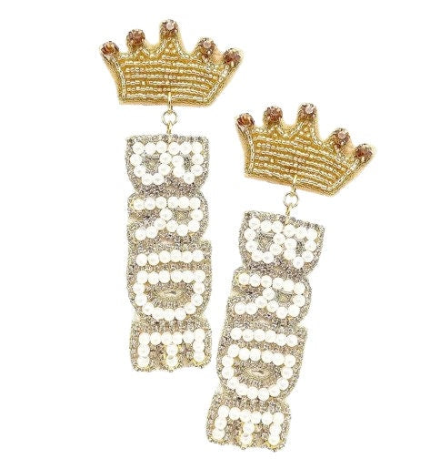 Bride Seedbead Clipon  Earrings Clip or Post Seed Beaded Design Wedding Shower