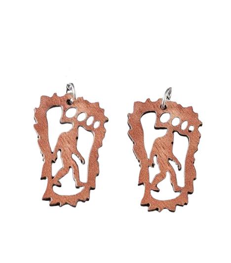 Bigfoot Clipon Earrings Clip on Hook Designs Wood Sasquatch Cutout